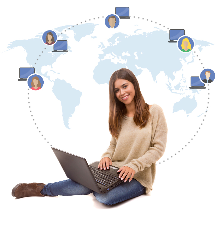 Photo of a young woman with a laptop
